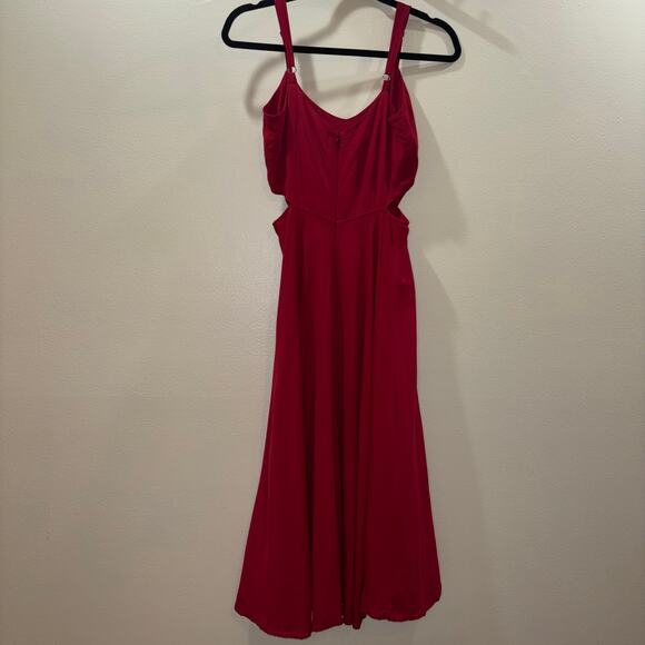 REFORMATION Red Midi Dress – Size Small- Taylor Swift Red Dress with Cutouts - Picture 2 of 13